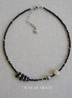 WAYOFMOON个性黑尖晶项链