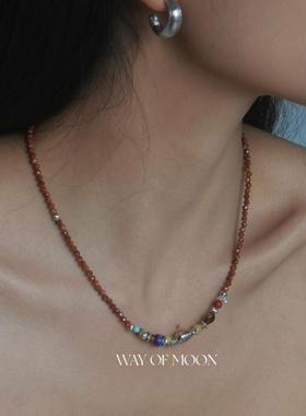 WAY OF MOON原创设计小众仪式感天然石复古小鱼串珠项链锁骨链女