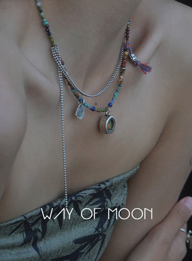 WAY OF MOON【护法】怪力少女五彩魔法多宝石叠带项链小众锁骨链