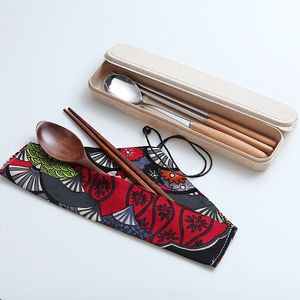 日式木质筷子勺子套装