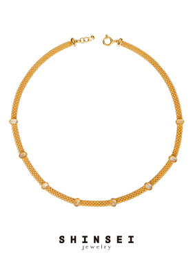 【森制SHINSEI官方】天然拉长石蕾丝链条项链 原创纯银