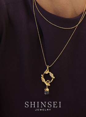 原创水晶灯彩石长项链