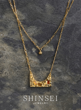 森制SHINSEI多色彩石项链红棕系