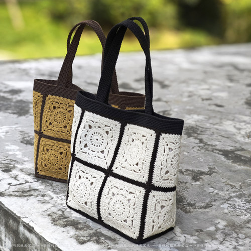 丽雅巧织社 玄素祖母格托特包 手工diy钩针编织毛线材料包 送教程 - 图0