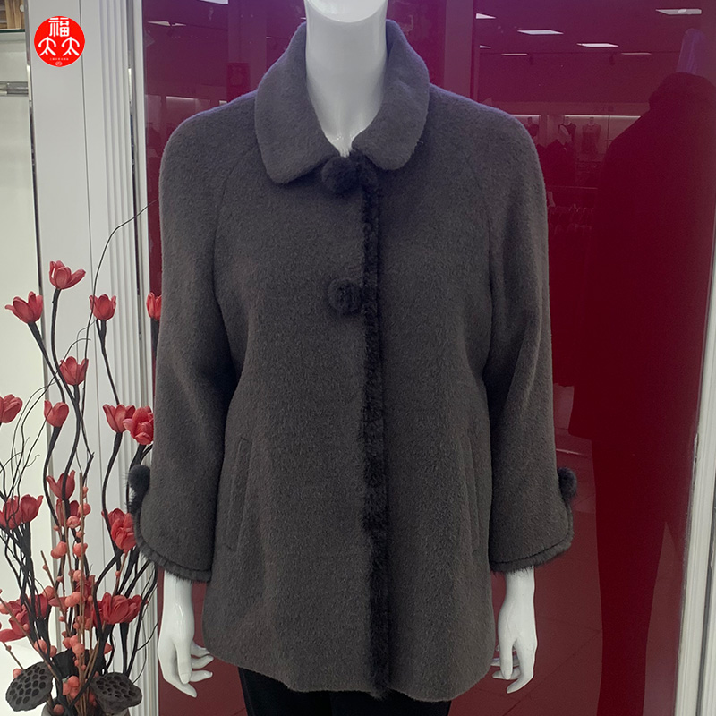 福太太秋冬季羊驼绒大衣宽松妈妈装 福太太中老年女装