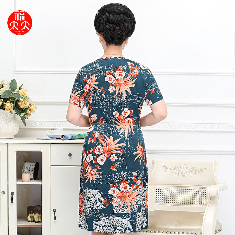福太太中老年女装桑蚕丝大码连衣裙 福太太中老年女装