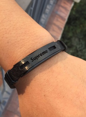 潮牌钛钢真皮手镯欧美嘻哈男士