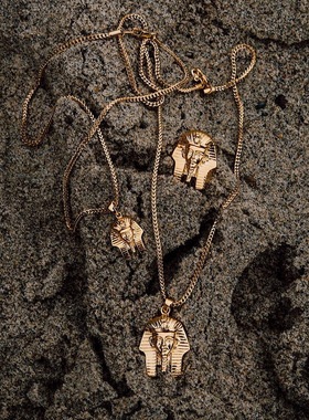 时尚潮人hiphop埃及法老钛钢项链