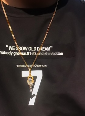 镶嵌锆石十字架吊坠项链嘻哈挂饰