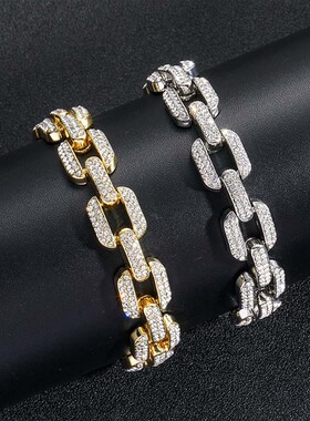 男铜合金欧美满钻手链