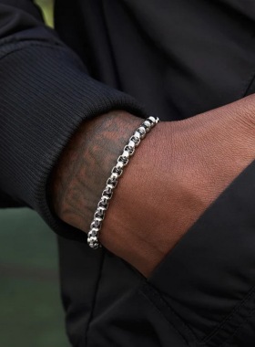 钛钢方珍珠男女百搭素链子