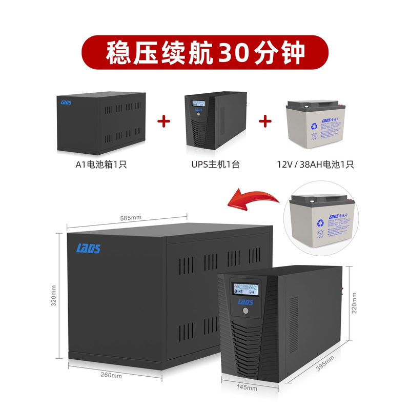 雷迪司ups不间断电源H1000L 600W外接电池主机 延时30分钟-8小时 - 图2