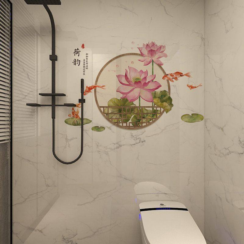 【新款浴室贴画】卫生间贴画厕所装饰布置洗手间防水3d立体荷花,淘宝优惠券,粉丝福利购,淘宝优惠卷