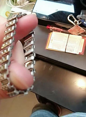 伸缩链式嘻哈朋克潮人银色戒指