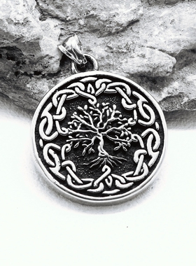 男女复古钛钢北欧神话宇宙树项链