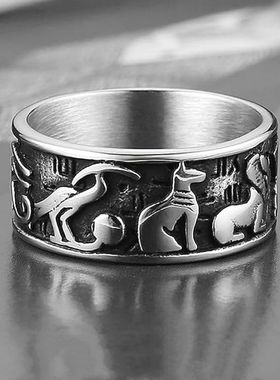 欧美风男钛钢复古古埃及符号戒指