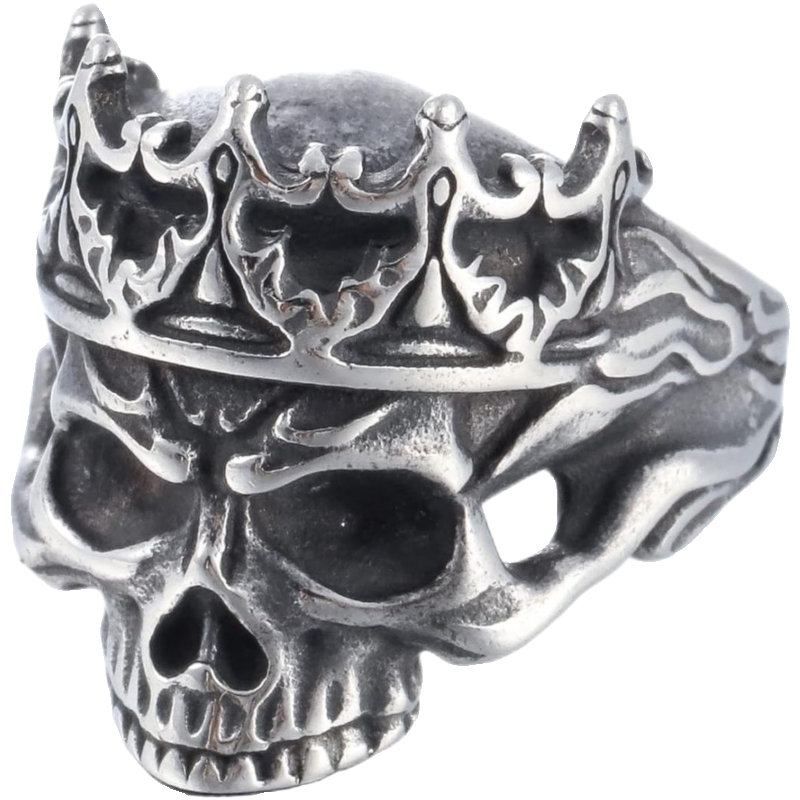 哥特皇冠骷髅国王嘻哈摇滚戒指不掉色钛钢复古潮人男个性指环朋克-图3