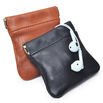 Spring Mouth Self Closing Mini Mountain Goat Leather Zero Wallet Genuine Leather Small Bag Containing Headphone Wallet Key Coin Bag