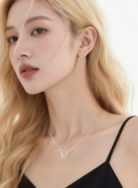 蝴蝶项链配饰女款2025新款爆款适合夏天高级轻奢小众吊坠锁骨链