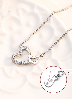 心形爱心纯银轻奢项链女小众锁骨链网红简约吊坠T闺蜜一对颈链吊