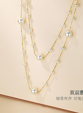 双层项链毛衣链珍珠毛衣链女