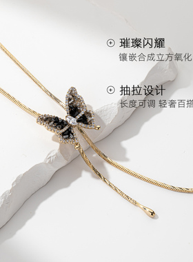 流苏蝴蝶毛衣项链女款2026新款配饰秋冬轻奢小众饰品首饰锁骨颈链