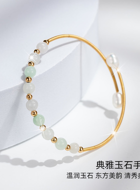 淡水珍珠闺蜜手链女生ins玉石