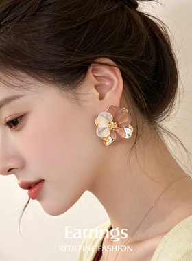 花朵大耳饰女耳钉独特漂亮
