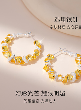 蓝色耳饰耳圈女圈圈独特漂亮耳环