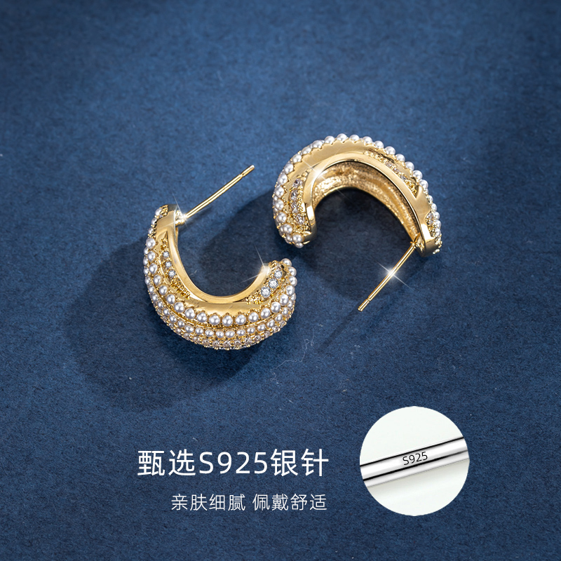 气质珍珠银耳钉小众独特耳环20223新款爆款高级感耳饰女纯银耳坠 - 图1