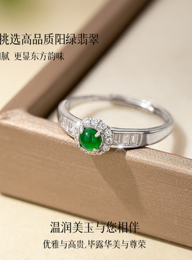 天然危料冰种翡翠戒圈银戒指女小众设计轻奢高级感2026新款爆指环