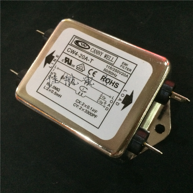 正品CANNYWELL电源滤波器CW4-20A-T插片式220VEMI抗干扰净化器10A-图2