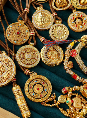 新中式沙金葫芦罗盘项链轻奢高级感复古精致百搭气质长款毛衣