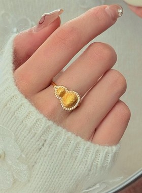 新款法式复古风时尚精致拉丝微镶锆石花朵戒指女小众设计戒子