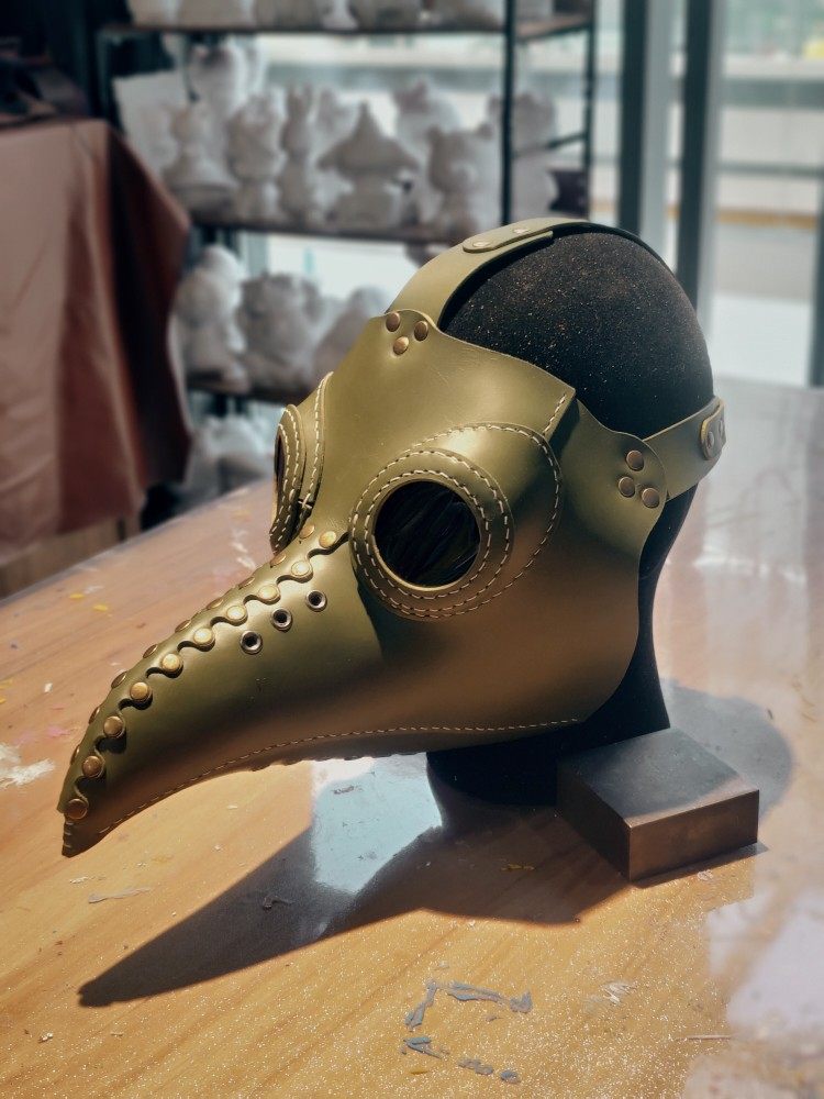真皮瘟疫医生鸟嘴面具 头层牛皮纯手工缝制 56-60头围可戴
