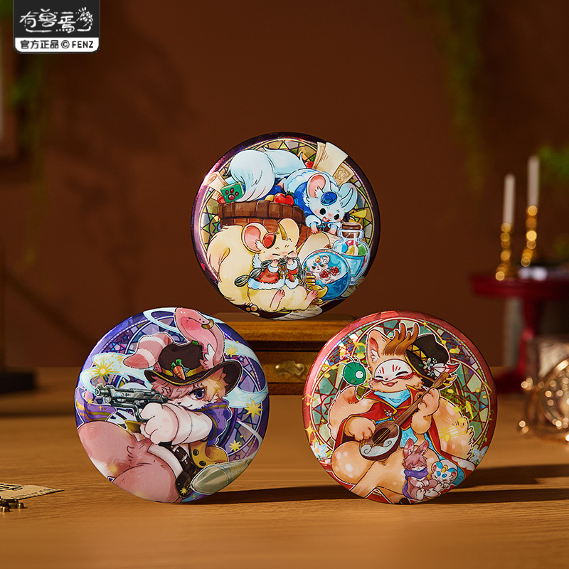 非人哉神奇魔法双闪碎玻璃闪马口铁徽章盲盒吧唧胸针动漫周边 - 图2