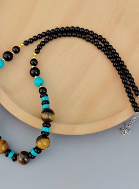 森系天然虎眼石项链民族风藏族