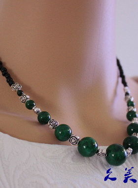 项链云南民族风吊松石藏银xl098