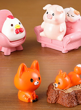 卡通动物树脂玩偶创意微景观装扮