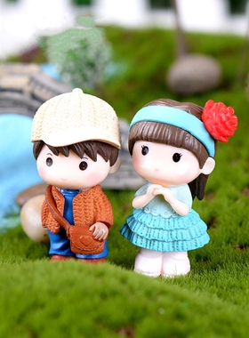 呆萌情侣PVC摆件孩子过家家玩具