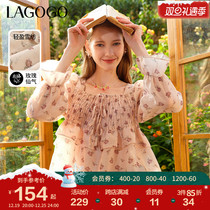 Lagogo Raya Valley Fairy Qi Blouse Women 2024 Spring New Body slim fit for a blistering sleevy superior sensation