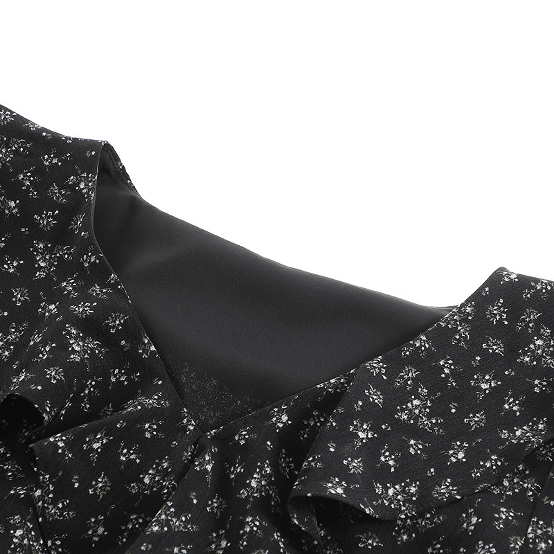 LAGOGO收腰显瘦碎花连衣裙女拉谷谷2025秋冬季新款长袖仙气雪纺裙,淘宝优惠券,粉丝福利购,淘宝优惠卷