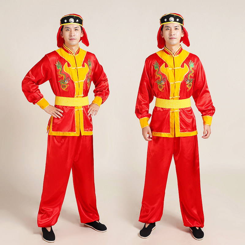 秧歌服女新款套装男士腰鼓舞蹈演出服威风锣鼓打鼓服舞龙舞狮服装_虎窝淘