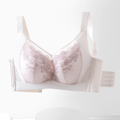 无磁无钢圈聚拢80F95E全罩杯内衣加大码胖mm200斤薄款抹胸文胸罩 - 图3