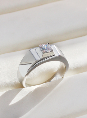 男士钛钢奢华莫桑石戒指不褪色