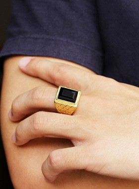 宝石男钛钢时尚指环不褪色刻字