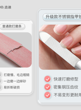 古迪不锈钢指甲锉美甲抛光神器