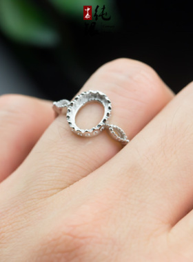 diy包边镶嵌琥珀蜜蜡活口戒指托