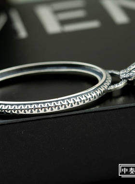 中泰银饰男女S925银豹头吊坠空托