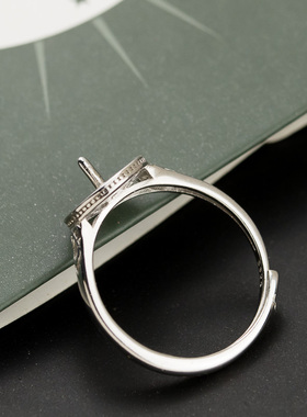 女s925银国风平面带针戒指空托